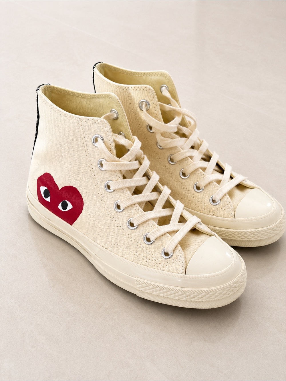 Converse Comme des Garcones High Top Sneakers in Cream